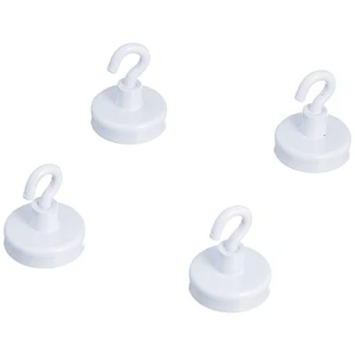 Image de Aimant de Serrage Peint en Ferrite Blanc Avec Crochet M4 Pour Réfrigérateur, Tableau Blanc, D&#039;Affichage, Classement Ou Bureau 25mm diamètre x 38mm Haut Put 4kg Pack 10