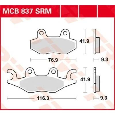 Image de TRW Sinter Maxi Scooter MCB837SRM Jeu de plaquettes frein