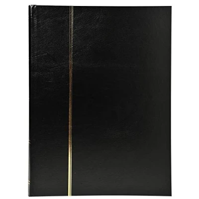 Image de Exacompta Réf. 26141E 1 album de timbres classique 32 pages noires Dimensions extérieures : 22,5 x 30,5 cm Couverture en simili cuir 9 bandes acétate Coloris noir