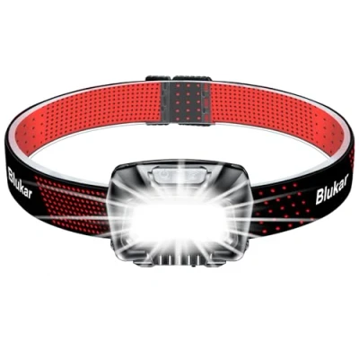 Image de Blukar Lampe Frontale Rechargeable, 2000LM Super Lumineux Léger Torche LED Puissante avec Détecteur de Mouvement, 6 Modes d&#039;éclairage, IPX5 Étanche, 30H d&#039;autonomie pour Course/Camping/Urgence Rouge