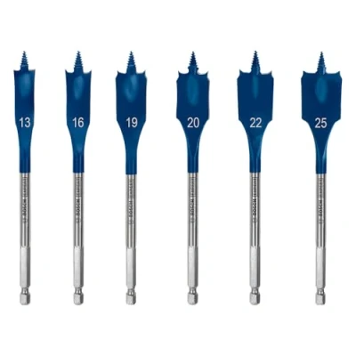 Image de Bosch Professional Coffret de 6x mèches plates Expert SelfCut Speed (pour Bois résineux, Panneau aggloméré, Ø 13 25 mm, Accessoire Perceuse à percussion)