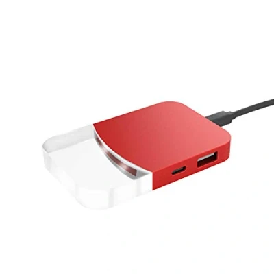 Image de Hub USB 4 en 1 Ultrafin Xoopar Mini Ilo Data Transfer 3 2.0 C Compatible avec Windows XP/Vista / 7/8 10, Mac OS, Linux (Red)