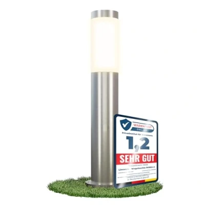 Image de linovum BOSEA A Borne lumineuse d&#039;extérieur avec 1 culot E27 moderne de 50 cm haut Lampe à socle en acier inoxydable IP44