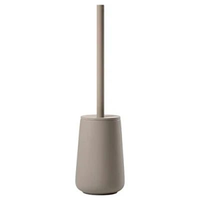 Image de Zone Denmark Nova One Brosse WC en céramique avec Porte Revêtement Soft Touch Taupe Diamètre 10,3 cm Hauteur 37