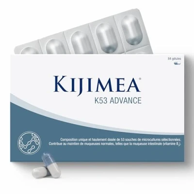 Image de Kijimea® K53 Advance gélules de bactéries intestinales à haut dosage 53 souches microcultures sélectionnées dans la flore intestinale avec biotine &gt;500 milliards d’UFC par boîte 84
