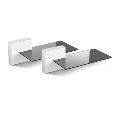 Image de Meliconi Ghost Cube Soundbar Blanc, système de Cache câbles modulable avec étagère en Verre idéale pour Barre Son