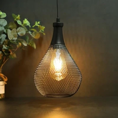 Image de JHY DESIGN Lampe Suspendue 30 cm haut Moderne Industrielle Abat Jour Plafond Suspension Luminaire Noir Iron Alimentée Par Piles Longueur Totale 98 pour Chambre Salon Dortoir Studio Café