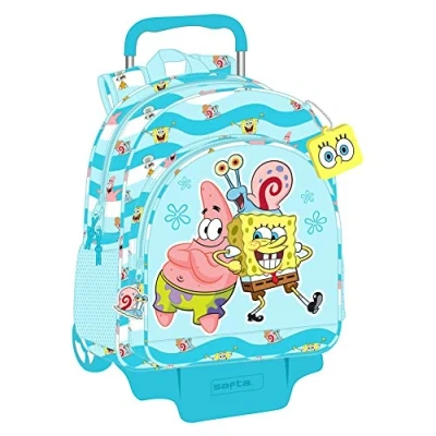 Image de Sac à Dos avec Chariot Safta Bob l&#039;éponge Multicolore 33x42x14 cm Ergonomique