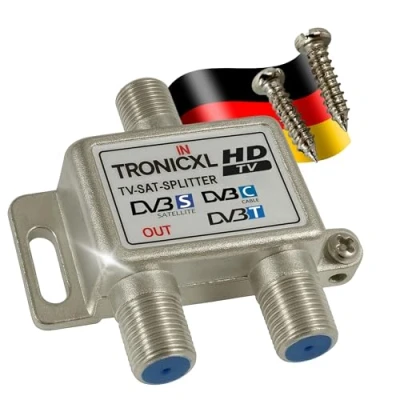 Image de TronicXL 3d 4K HD UHD Répartiteur 2 voies BK câble Repartiteur d&#039;antenne TV Satellite pour TNT télévision par SAT dvbs dvbs2 DVBT dvbc numérique Full distributeur Opensys separateur