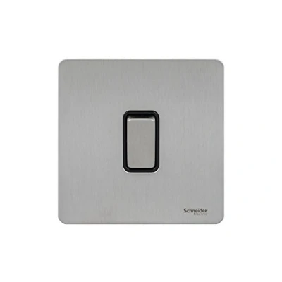Image de Schneider Electric Interrupteur simple en chrome poli avec insert Noir 16AX