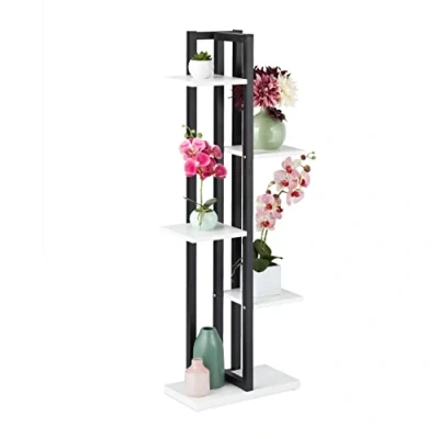 Image de Relaxdays Étagère à Plantes, escalier Fleurs, 5 Niveaux, HLP 117 x 43 22 cm, Acier MDF, Support intérieur, Blanc