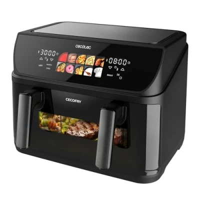 Image de Cecotec Friteuse à Air 10L, 4 Résistances, Fryer, Cecofry&amp;Grill Duoheat 10000. 2800W, Dorure Parfaite et Goût de Grill pour les Viandes, Paroi Séparatrice Mobile, Température Duale, 10 Menus