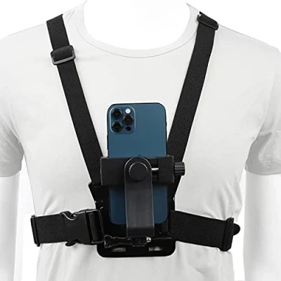 Image de Pellking Harnais de Poitrine pour téléphone Portable avec Clip caméra d&#039;action POV Samsung iPhone Plus, etc