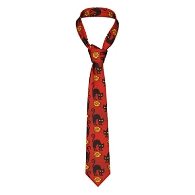 Image de Segur Cravate fantaisie pour homme avec motif chat de dessin animé Halloween fête, mariage, idée cadeau, Comme indiqué sur la photo, taille unique