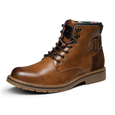 Image de Bruno Marc Bottes de Moto Classiques pour Hommes avec Fermeture à Lacets et Éclair Latérale Botte Confortable Travail,Size 41,Brun,SBBO2215M E