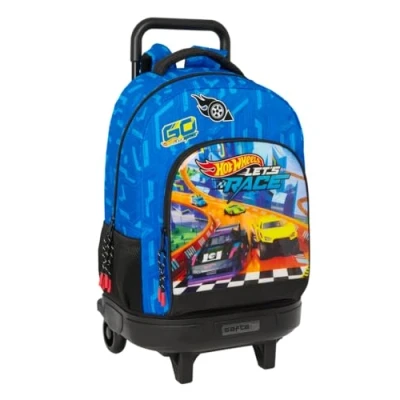 Image de safta Hot Wheels Let&#039;s Race Grand Sac à Dos roulettes, Compact, Amovible, idéal pour Les Enfants de différents âges, Confortable et Polyvalent, qualité résistance, 33 x 22 45 cm, Bleu/Noir,