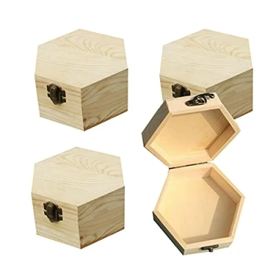 Image de Sonwaha Boîte de Rangement Bois 4 PCS Boite a Bijoux Caisse en Avec Couvercle Coffret Fermoir
