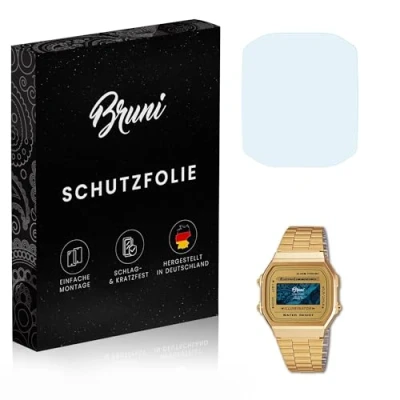 Image de Bruni protecteur d&#039;écran compatible avec Casio A168WG 9EF Film Protecteur, cristal clair Écran (2X)