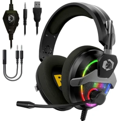 Image de EMPIRE GAMING 2024 Nouveau H 13 Casque Gamer RGB pour PS5, PS4, Xbox One/Series, Switch, PC, Mac, Smartphones, Tablettes Télécommande Son Stéréo Haute Définition Microphone Flexible Noir