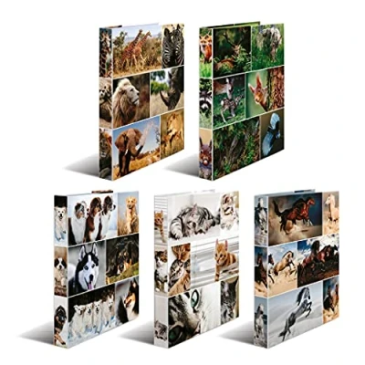 Image de HERMA Classeurs á 4 anneaux A4 Animaux assortiment, dos de 35 mm, Classeur en carton rigide, Motifs assorties, Lot 10