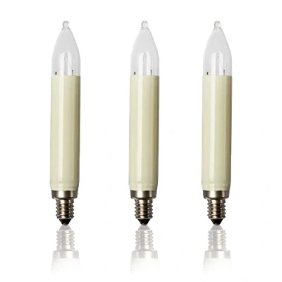 Image de Hellum bougies de remplacement pour arc lumière, 3 à tige 8V 3W arbre Noël intérieures et extérieures avec 30 points combustion, E10/ 8V/ 3W/ 22 lumens 901030