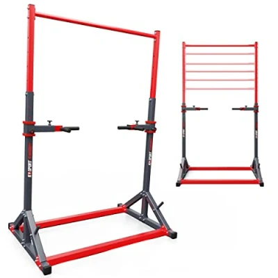 Image de K Sport: Power Tower + Dip station con una capacità di carico fino a 140kg I Barra multifunzione trazioni E impugnature per flessioni Pull up &amp; Bar allenamento muscolare incl. Book