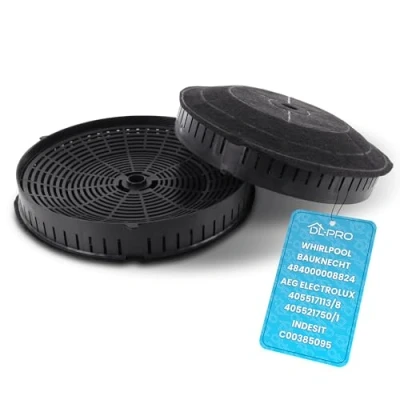Image de DL pro Lot de 2 filtres à charbon actif pour hotte Whirlpool 48400008824 Wpro Type57 CHF57 AEG 4055171138 4055217501