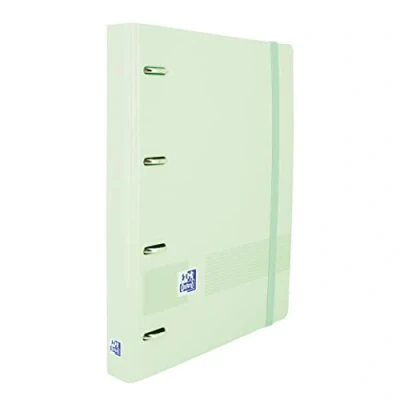 Image de Oxford Live &amp; Go Classeur à 4 anneaux, plastique Polyfoam, fermeture avec caoutchouc, recharge pois et feuille d&#039;autocollants, couleur menthe glacée, A5 (24 x 21,3 2,7 cm), 1 pièce
