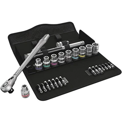 Image de Wera 05004081001 8100 SC 11 Jeu cliquet Zyklop Metal avec levier d‘inversion, à carré 1/2“, système impérial, 28 pièces