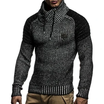 Image de Leif Nelson Pull en tricot pour homme avec col châle d&#039;hiver de qualité supérieure Coupe droite Idéal les looks décontractés et professionnels Disponible dans nombreuses tailles