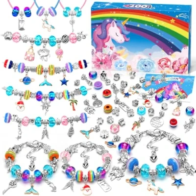 Image de ZOOI Idee Cadeau Ado Fille 4 12 Ans, Kit Bracelet, Breloques Creation Bijoux, Jouet Enfant, de Noël et d&#039;Anniversaire