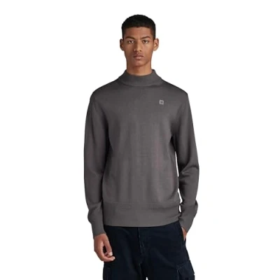 Image de G STAR RAW Pull en Maille Premium Core Mock Homme ,Gris (rabbit D21932 B692 G077), S