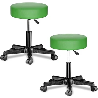 Image de Casaria® Lot de 2 tabourets Bureau Vert pivotant 360 Hauteur réglable 46 60 cm avec roulettes Rembourrage 10