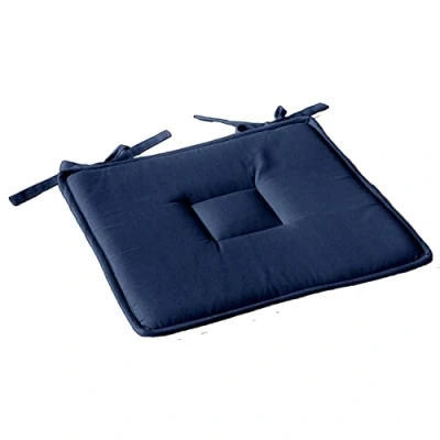 Image de Enjoy Home, Galette de Chaise Plate, Bleu Marine, carré 40x40cm, 100% Coton certifié Oeko Tex, Attache par Nouettes, Idéal pour Une Assise Confortable, Collection Panama