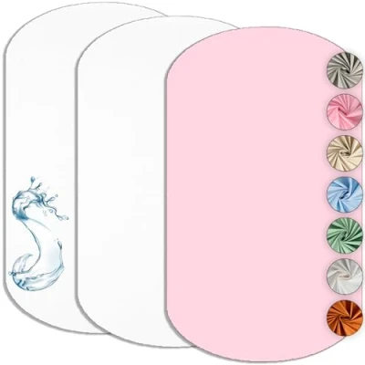 Image de Drap Housse Cododo 60x80cm (Lot de 2) Compatible Iora + 1 Alèse Imperméable Protège Matelas Set 2+1 Draps Oeko TEX (Blanc/Rose, 60 x 80 cm)