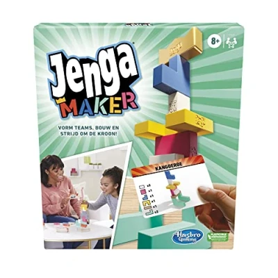 Image de Hasbro Gaming Jenga Maker, Blocs de Bois Franc Authentiques, Construction Tour, Jeu pour Enfants à partir 8 Ans, 2 6 Joueurs (édition néerlandophone)