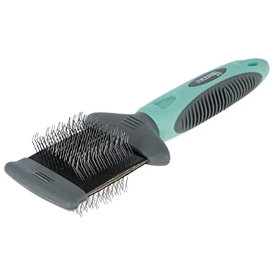 Image de Kerbl Pet Carde douce double turquoise/gris, 19X7cm