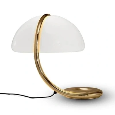 Image de Martinelli Luce SERPENTE Lampe à poser Blanc/Or H45cm designé par Elio