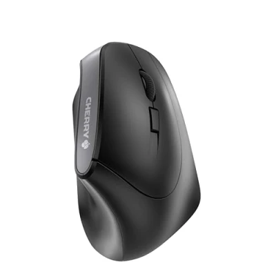 Image de CHERRY MW 4500, souris sans fil, ergonomique pour droitiers, design 45, 6 boutons et molette de défilement, capteur précis avec résolution réglable sur 3 niveaux, Noir