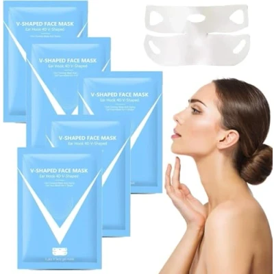 Image de 5PC Gaine Visage Anti Double Menton, Masque Menton Réducteur, V Jawline Shaping Masks, De Levage En Line Pour Femme, Raffermir La Peau Et PréVenir L&#039;Affaissement