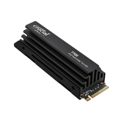 Image de Crucial T700 SSD 2To PCIe Gen5 NVMe M.2 Interne Gaming avec Dissipateur Premium, jusqu’à 12.400Mo/s, Microsoft DirectStorage, Rétrocompatibilité 4.0 CT2000T700SSD5