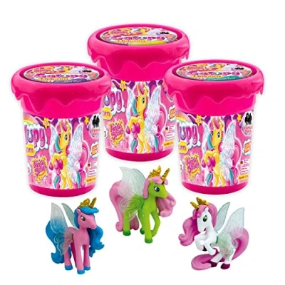 Image de Craze Magic Slime GALUPY Enfant Pack de 3X Bidons 110ml avec Figurine Licorne à l&#039;intérieur Kit Complet Facile Nettoyer