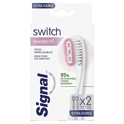 Image de Signal Switch têtes Remplaçables Sensibilité Extra Souple, pour Brosse à Dents Switch, Doux les gencives, x2