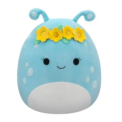 Image de Squishmallows Original Peluche de 40 cm Natnat l’Extraterrestre Bleu Pastel avec Couronne Fleurs Officielle Jazwares