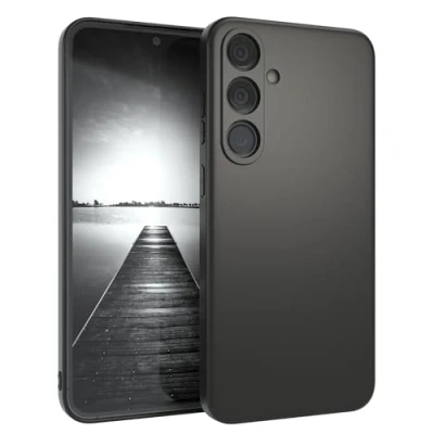 Image de EAZY CASE Coque de protection arrière en silicone avec l&#039;appareil photo compatible Samsung Galaxy S24 Plus, noir mat, ultra fine, fine