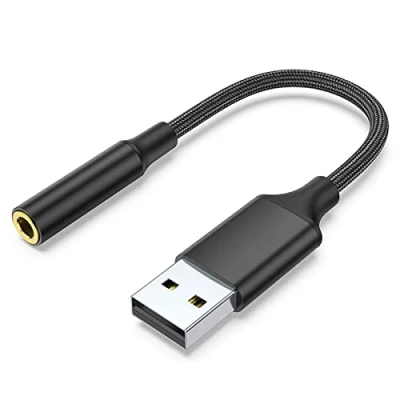 Image de Olakin Adaptateur USB Audio vers Jack 3,5mm [ Hi FI/TRRS 4 Pôles], Carte Son avec Microphone, Prise Casque Compatible Windows PC, Mac, Surface, PS4, Ordinateur Portable