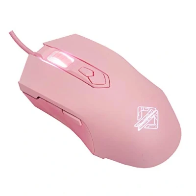 Image de Lomiluskr AJ52 Souris de Jeu Filaire, 7 Boutons programmables, d&#039;ordinateur avec rétroéclairage LED RVB, 200 4800 DPI réglable, pour Windows/Mac OS/Linux (Rose)