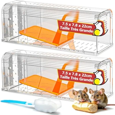 Image de TAKRINK Piege à Souris Vivant 2 Pièces Attrape Humain Réutilisable avec Ventilation Rat Grand Format pour sans Violence Facile Nettoyer Ibération Contact