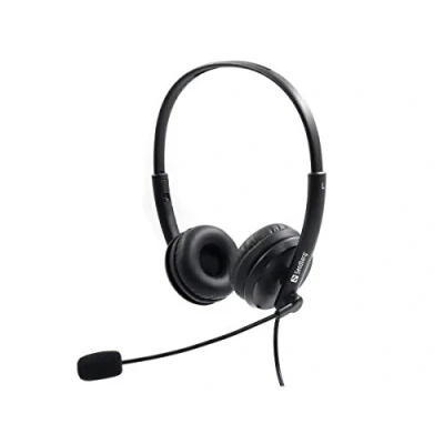 Image de Sandberg USB Office Headset Saver Casque Filaire avec Microphone de Bureau Mains Libres A Contrôle du Volume Plug &amp; Play 20 Hz à kHz pour Le et la Maison