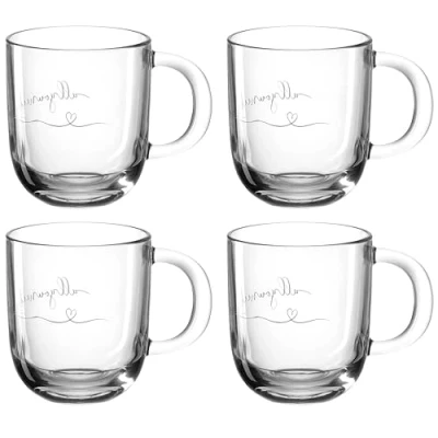 Image de LEONARDO HOME 046451 EMOZIONE Lot de 4 tasses en verre transparent 400 ml Multicolore